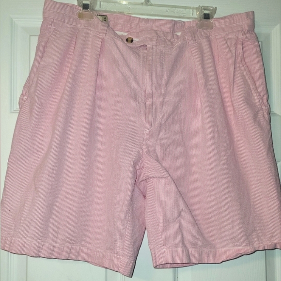 Peter Millar Pink Striped Seersucker Shorts Size 38 Regular Pink White - Picture 1 of 7